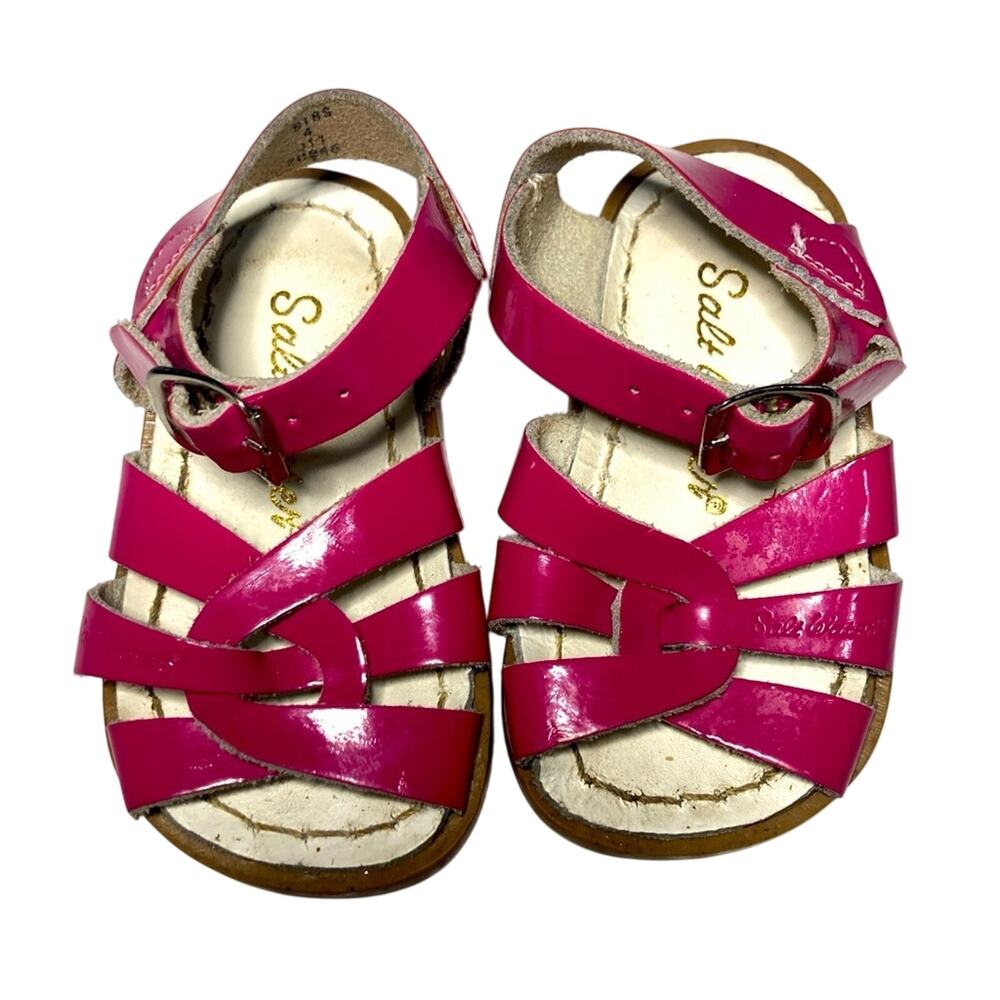 Salt Water Sandals by Hoy Hot Pink Magenta Leather Strap Buckle Sandal Shoes 4